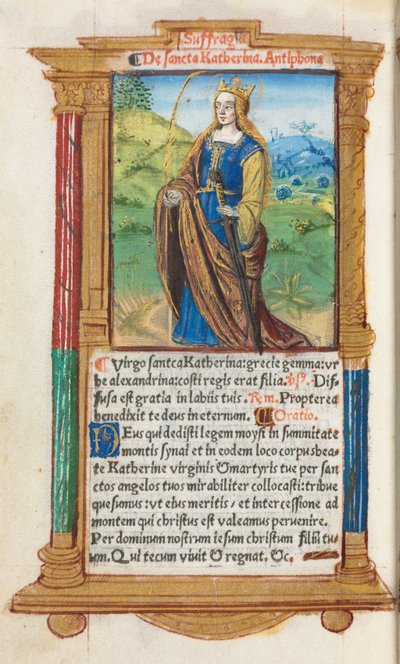 Tryckt timbok (användning i Rom): fol. 109v, S:ta Katarina av Guillaume Le Rouge