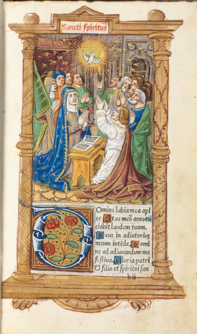 Tryckt timbok (Roms bruk): fol. 58r, pingst av Guillaume Le Rouge