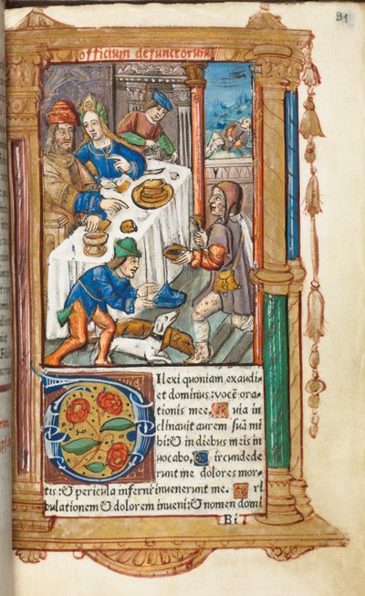 Tryckt timbok (användning i Rom): fol. 73r, Lazarus av Guillaume Le Rouge