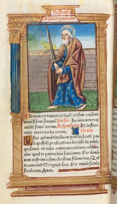 Tryckt timbok (användning i Rom): fol. 99v, S:t Paulus av Guillaume Le Rouge