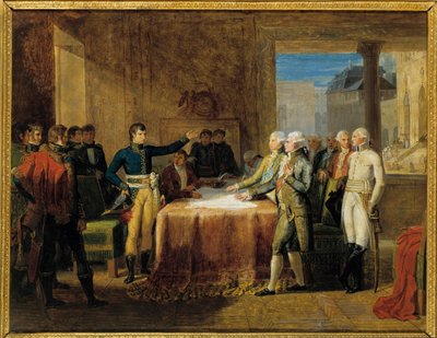 Napoleonkriget: "" Underskrift av preliminärerna för freden i Leoben"" (17 april av Guillaume Lethiere