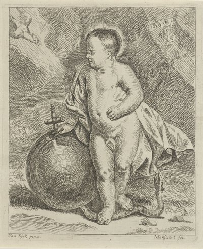 Kristusbarn med jordklot och orm av Guillaume Pierre Mensaert