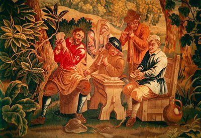 Kortspelet, detalj av spelarna, tidigt 1700-tal av Guillaume Warniers