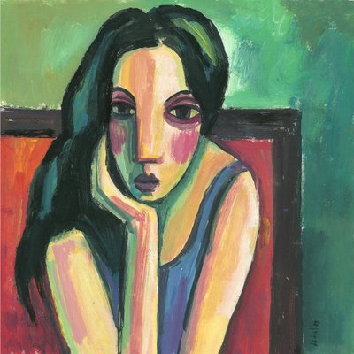 Svarthårig flicka, 2013 (gouache på papper) av Guillermo Martí Ceballos