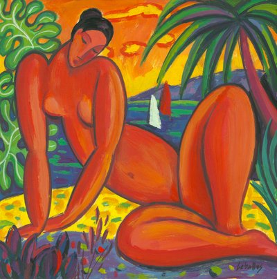 Taitian nude, 2013 (gouache på papper) av Guillermo Martí Ceballos