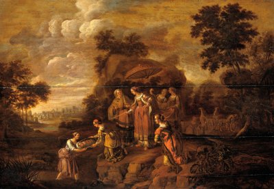 Faraos dotter upptäcker Moses i Rush Basket av Guilliam du Gardijn