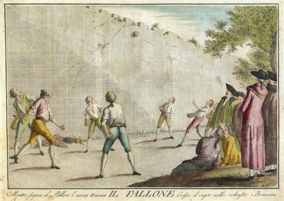 Il Pallone från spel, middagar och årsfester som är utklädda i Toscana och speciellt i Florens, pub. 1790 (handfärgad gravyr) av Guiseppe Piattoli