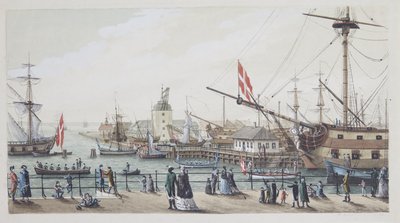 Danska örlogsskepp och svensk chalup vid Toldboden i Köpenhamn av Gustaf Boberg