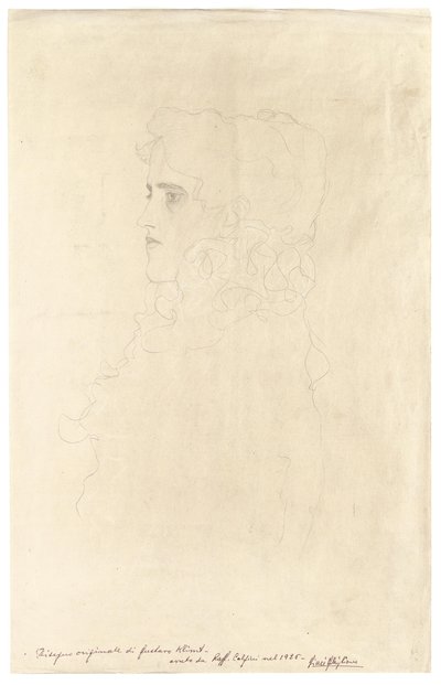 Bildnis einer Frau im Profil mit Rüschenkragen av Gustav Klimt