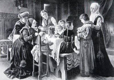 Martin Luthers barndom, illustration ur "Nationens historia". av Gustav Adolph Spangenberg