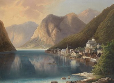 Utsikt över Hallstadt av Gustav Barbarini