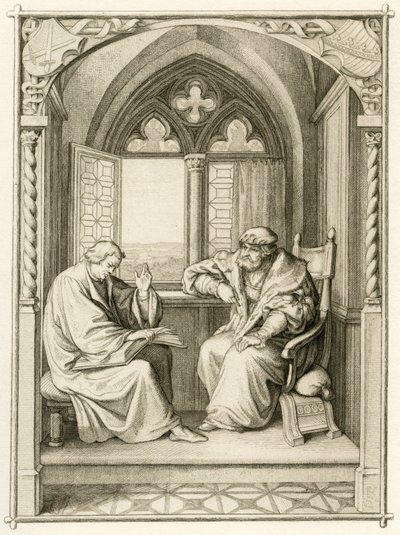 Luther läser för kurfursten Johann dem Bestaendigen (Jean I de Saxe av Gustav Ferdinand Leopold Konig