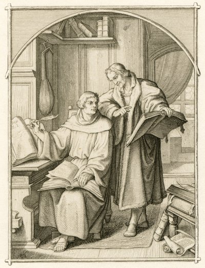 Martin Luther och Philipp Melanchthon (Philippe, Philippus Melanchthon av Gustav Ferdinand Leopold Konig