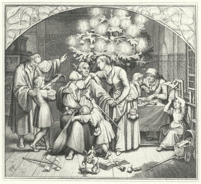 Martin Luther och hans familj njuter av julhelgen (gravyr) av Gustav Ferdinand Leopold Konig