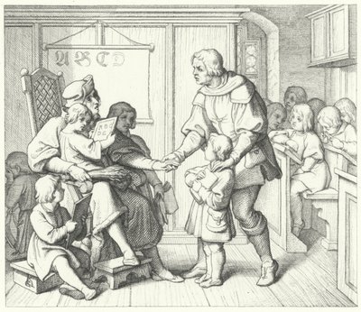 Martin Luther i skolan (gravyr) av Gustav Ferdinand Leopold Konig