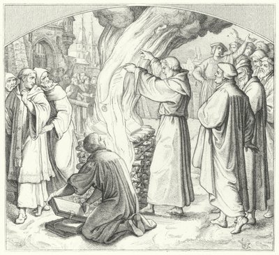 Martin Luther bränner den påvliga tjuren i Wittenberg, 1520 av Gustav Ferdinand Leopold Konig