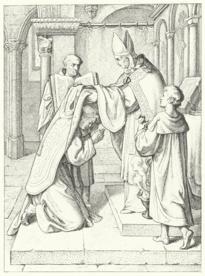 Martin Luther vigs till präst av Jerome Scultetus, biskop av Brandenburg i Erfurts katedral, 3 april 1507 av Gustav Ferdinand Leopold Konig