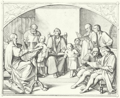 Martin Luther sjunger med en kyrkokör (gravyr) av Gustav Ferdinand Leopold Konig