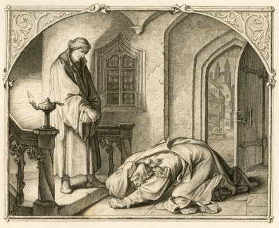 Martin Luther tillsammans med rånaren Hans Kohlhase (1500-1540) av Gustav Ferdinand Leopold Konig