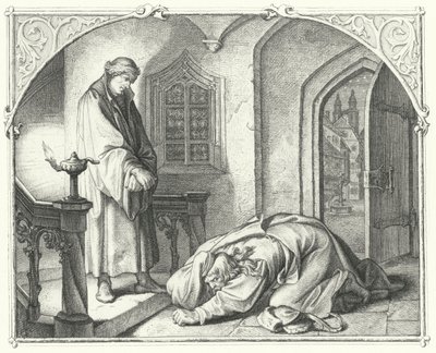 Martin Luther med köpmannen Hans Kohlhase (gravyr) av Gustav Ferdinand Leopold Konig