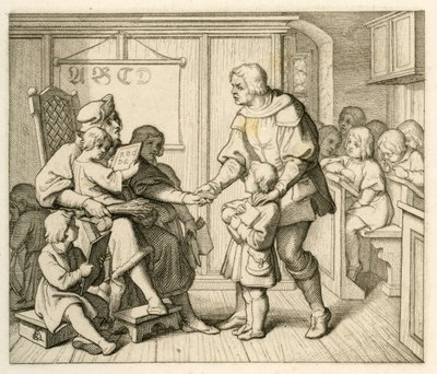 Martin Luthers inskrivning i skolan i Mansfield av Gustav Ferdinand Leopold Konig