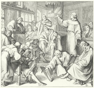 Leipzigdebatten, Andreas Karlstadt, Johann Eck och Martin Luther, 1519 av Gustav Ferdinand Leopold Konig