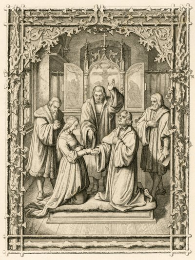 Bröllopet Martin Luther och Katharina von Bora (Catherine de Bore av Gustav Ferdinand Leopold Konig