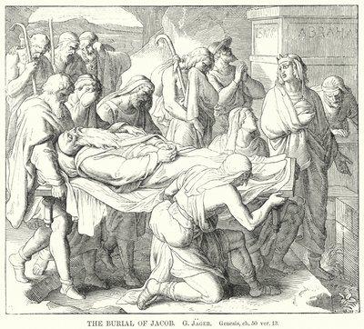 The Burial of Jacob, Genesis, ch 50, ver 13 (gravyr) av Gustav Jager