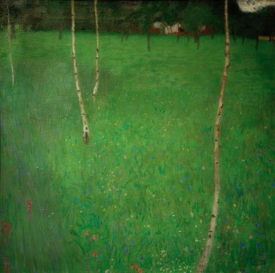 Bondgård med björkar av Gustav Klimt