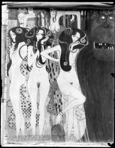 Beethoven-fris: detalj från "Die feindlichen Gewalten" av Gustav Klimt