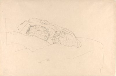 Uppkrupen flicka på sängen av Gustav Klimt