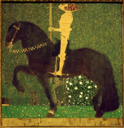Livet en kamp (riddare; den gyllene riddaren) av Gustav Klimt