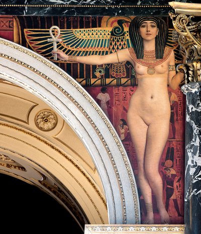 Egypten I. Spandrel ovanför den stora trappan, Kunsthistorisches Museum, Wien av Gustav Klimt