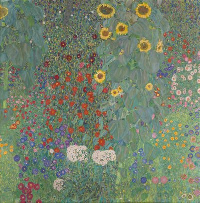 Gårdsträdgård med solrosor av Gustav Klimt