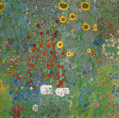 Gårdsträdgård med solrosor, 1905-1906 av Gustav Klimt