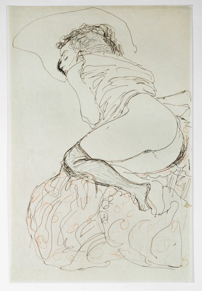 Kvinnlig naken, vänd åt vänster av Gustav Klimt