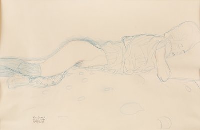 Kvinna halvnaken, ca. 1908. av Gustav Klimt