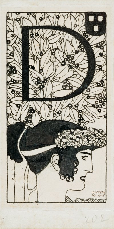 Initialen D, som användes i det tredje numret av Ver Sacrum, tidskriften för Art Nouveau Secession-rörelsen i Österrike av Gustav Klimt