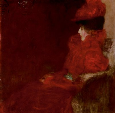 Klimt - DAME IM FAUTEUIL (KVINNA I ARMFÅNGARSTOL), 1897-98 av Gustav Klimt