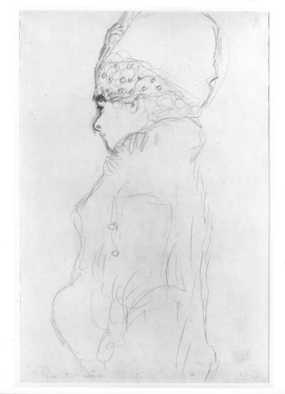 Dam med en hög hatt, ca 1917, av Gustav Klimt
