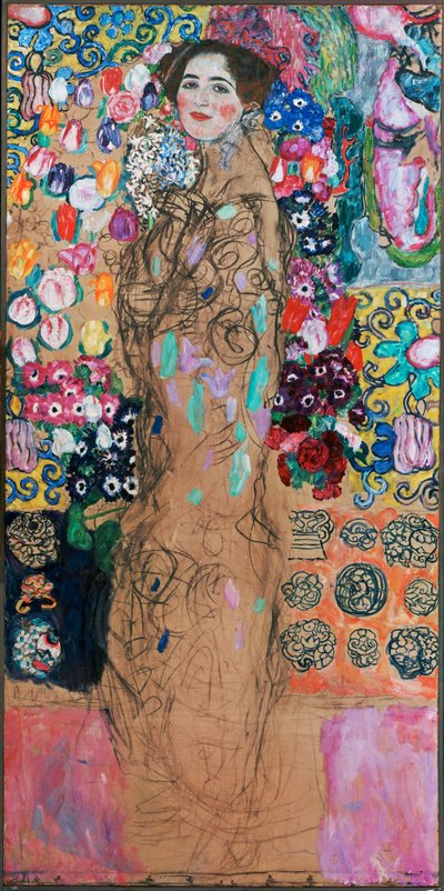 Kvinna med solfjäder av Gustav Klimt