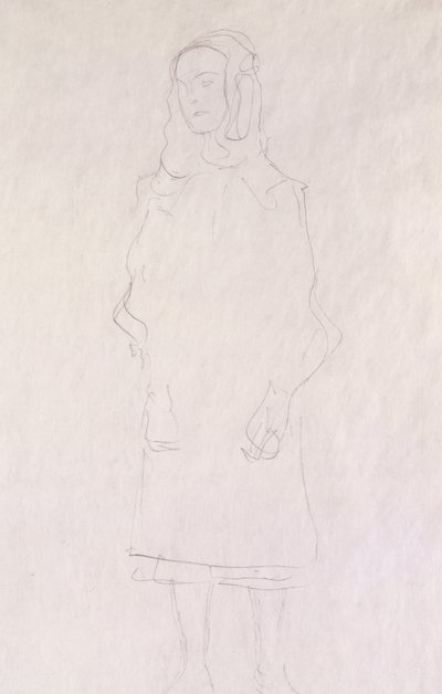 Mada Primavesi, ca 1925 (penna på glittrigt japanskt papper) av Gustav Klimt