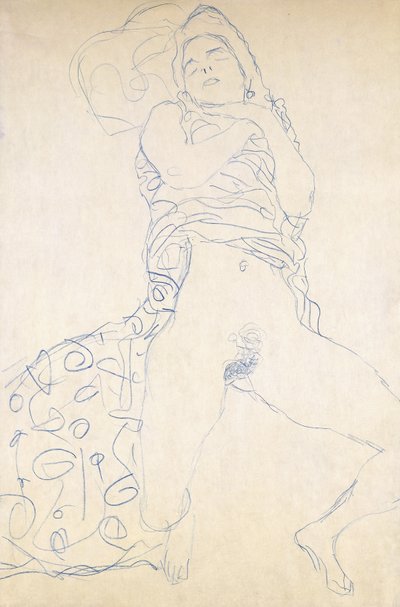 Naken; Halbakt, 1913 av Gustav Klimt