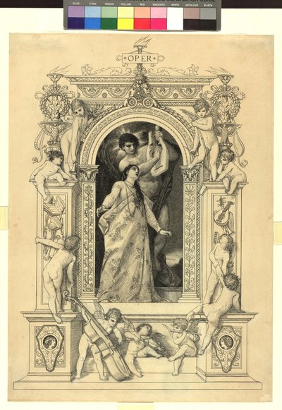 Oper (Vorlage für: Gerlach & Schenk, Allegorien und Embleme Bd. 1 Nr. 64a) av Gustav Klimt