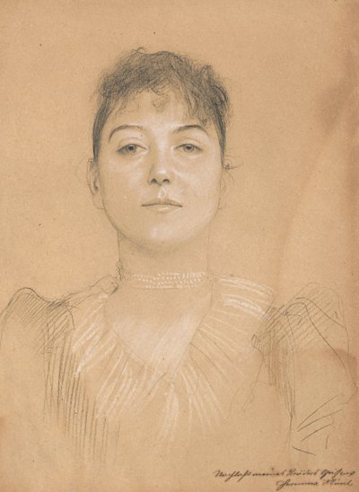 Porträtt av en kvinna, ca 1890-1891 av Gustav Klimt