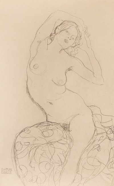 Sittande naken, ca 1914-1916. av Gustav Klimt