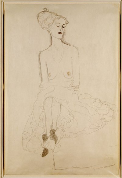 Sittande kvinna, 1908 av Gustav Klimt