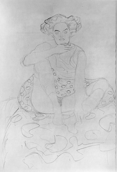 Sittande kvinna, 1916 (penna på japanskt papper) av Gustav Klimt