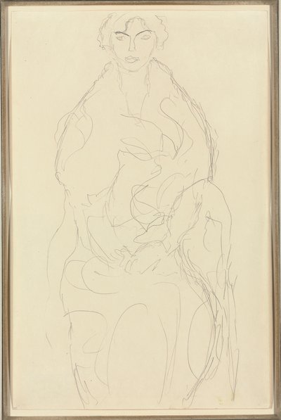 Sittande kvinna framifrån, c.1917-18 av Gustav Klimt