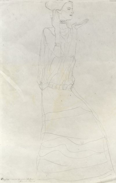 Stående kvinna med upphöjda händer av Gustav Klimt